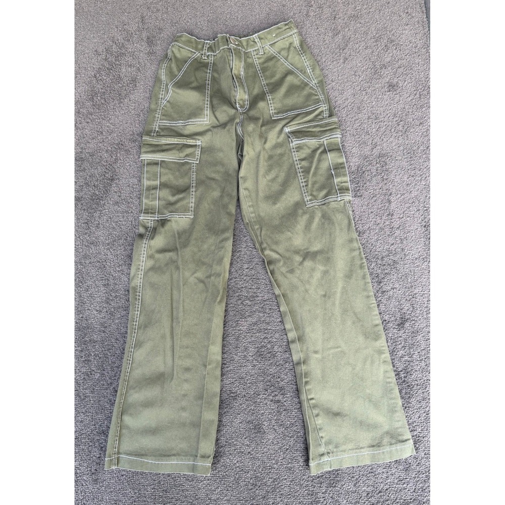 Faded Rose Essentials Olive Green‎ Contrast Stitch Cargo Pants Womens Medium